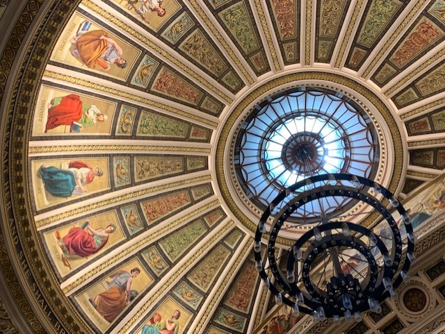 Painted dome and inscription of McEwan Hall, Edinburgh